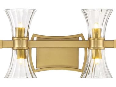 Savoy House Bennington 16" Wide 4-Light Warm Brass Glass Vanity Light SV897024322