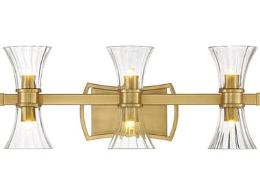 Savoy House Bennington 24" Wide 6-Light Warm Brass Glass Vanity Light SV897026322