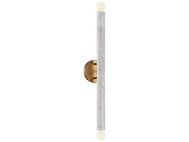 Savoy House Callaway 26" Tall 2-Light White Marble Warm Brass Wall Sconce SV929012264