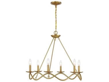 Savoy House Meridian 6-Light Natural Brass Candelabra Chandelier SVM100137NB