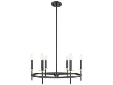 Savoy House Meridian 6-Light Matte Black Natural Brass Candelabra Chandelier SVM100140MBKNB