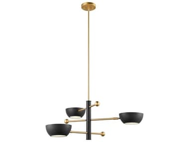 Savoy House Meridian 3-Light Matte Black Natural Brass Chandelier SVM100143MBKNB