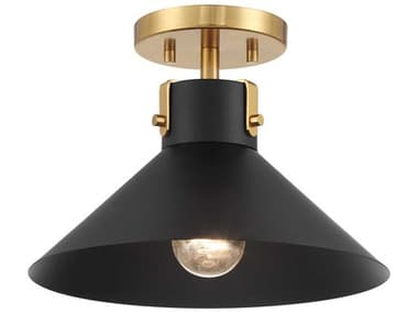 Savoy House Meridian 1-Light Matte Black Natural Brass Semi Flush Mount SVM60078MBKNB