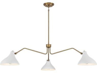 Savoy House Meridian White / Natural Brass 3-light 55'' Wide Large Chandelier SVM7019WHNB