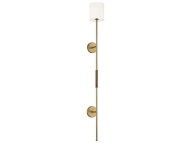 Savoy House Meridian 55" Tall 1-Light Natural Brass Leather Accent Wall Sconce SVM90063NB