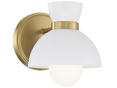 Savoy House Meridian 6" Tall 1-Light Natural Brass White Wall Sconce SVM90101NB