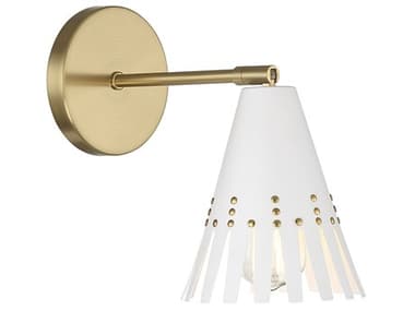 Savoy House Meridian 9" Tall 1-Light White Natural Brass Wall Sconce SVM90103WHNB