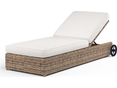 Sunset West Havana Wicker Adjustable Chaise Lounge in Canvas Flax SW170195492