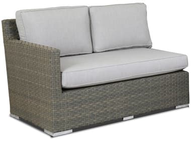 Sunset West Majorca Wicker Left Arm Loveseat in Cast Silver with Self Welt SW2001LAF40433