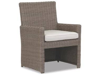 Sunset West Coronado Wicker Driftwood Dining Chair in Canvas Flax with Self Welt SW210115492