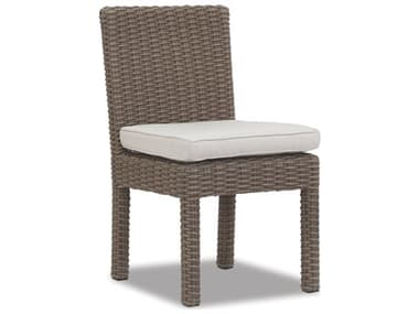 Sunset West Coronado Wicker Driftwood Dining Side Chair in Canvas Flax with Self Welt SW21011A5492