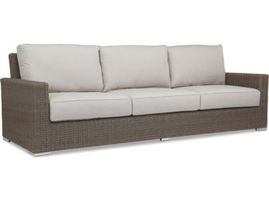 Sunset West Coronado Wicker Driftwood Sofa in Canvas Flax with Self Welt SW2101235492