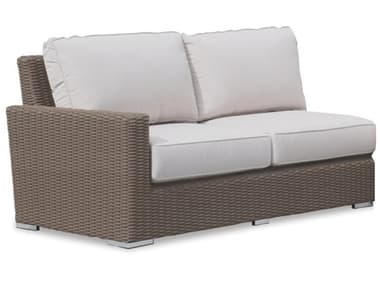 Sunset West Coronado Wicker Driftwood Left Arm Loveseat in Canvas Flax with Self Welt SW2101LAF5492