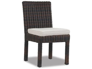 Sunset West Montecito Wicker Armless Dining Chair in Canvas Flax with Self Welt SW25011A5492