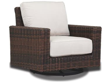 Sunset West Montecito Wicker Swivel Rocker Lounge Chair in Canvas Flax with Self Welt SW250121SR5492