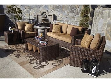 Sunset West Montecito Wicker Lounge Set in Canvas Flax with Self Welt SW250122SET