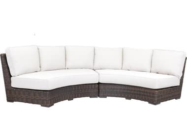 Sunset West Montecito Wicker Curved Loveseat in Canvas Flax with Self Welt SW2501CRV5492