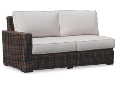 Sunset West Montecito Wicker Tobacco & Cognac Left Arm Loveseat in Canvas Flax with Self Welt SW2501LAF5492