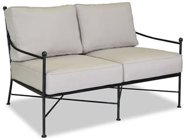 Sunset West Provence Wrought Iron Loveseat in Canvas Flax with Self Welt SW3201225492