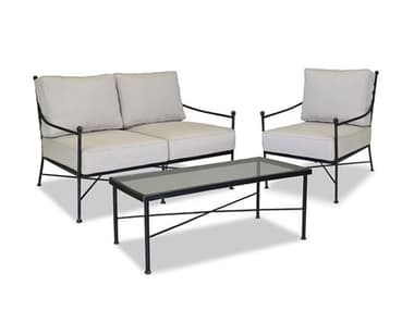 Sunset West Provence Wrought Iron Lounge Set in Canvas Flax with Self Welt SW320122SET