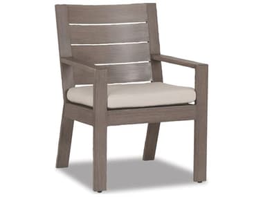 Sunset West Laguna Aluminum Dining Chair in Canvas Flax with Self Welt SW350115492