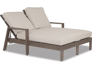 Sunset West Laguna Aluminum Double Chaise Lounge in Canvas Flax with Self Welt SW3501995492