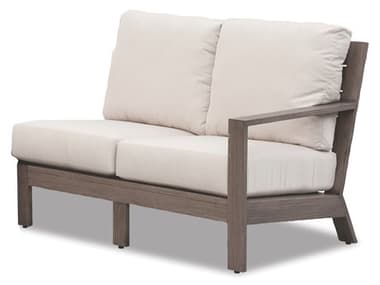 Sunset West Laguna Aluminum Brushed Driftwood Right Arm Loveseat in Canvas Flax SW3501RAF5492