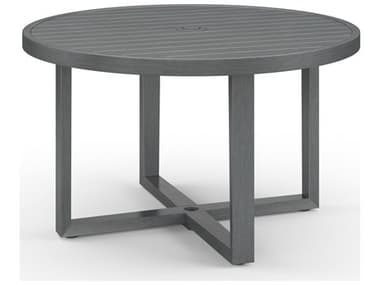 Sunset West Redondo Aluminum Slate 50''Wide Round Dining Table with Umbrella Hole SW3801RDT50