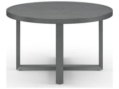 Sunset West Redondo Aluminum Slate 60''Wide Round Dining Table with Umbrella Hole SW3801RDT60