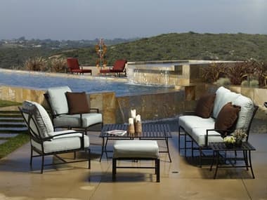 Sunset West La Jolla Aluminum Sofa Club Chairs and Ottoman with Coffee Tables and End Table SW40123SETNONSTOCK