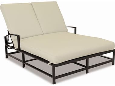 Sunset West La Jolla Aluminum Espresso Double Chaise Lounge in Canvas Flax with Self Welt SW401995492