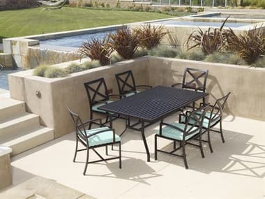 Sunset West La Jolla Aluminum Espresso Dining Set in Canvas Flax with Self Welt SW401T72SET