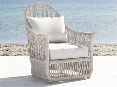 Sunset West Dana Wicker Cushion Lounge Chair in Linen Canvas with Self Welt SW430121W8353