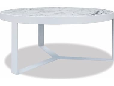 Sunset West Honed Carrara Aluminum Satin White 38'' Wide Round Coffee Table SW4705CT