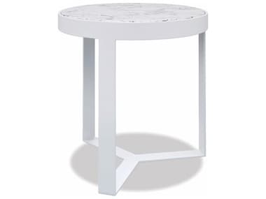 Sunset West Honed Carrara Aluminum Satin White 18'' Round End Table SW4705ET