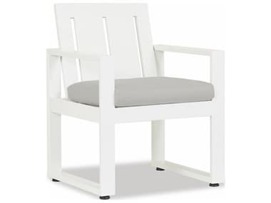 Sunset West Newport Frosted White Aluminum Dining Arm Chair in Cast Silver SW4801140433