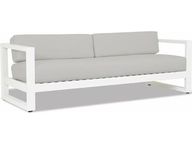 Sunset West Newport Frosted White Aluminum Sofa in Cast Silver SW48012340433