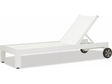 Sunset West Newport Frosted White Aluminum Sling Adjustable Chaise Lounge in White SW48019