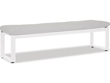 Sunset West Newport Frosted White Aluminum Cushion Bench in Cast Silver SW4801BNCH40433