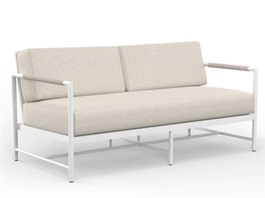 Sunset West Sabbia Aluminum Natural Rope with Satin White Loveseat in Echo Ash SW49012257005