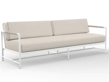 Sunset West Sabbia Aluminum Natural Rope with Satin White Sofa in Echo Ash SW49012357005