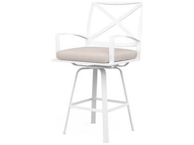 Sunset West Bristol Aluminum Frost Swivel Barstool in Canvas Flax with self welt SW5017B5492