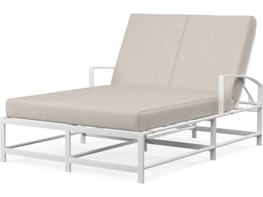 Sunset West Bristol Aluminum Frost Double Chaise Lounge in Canvas Flax with self welt SW501995492