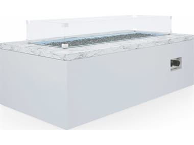 Sunset West White Carrara Marble Aluminum 60''W x 30''D Rectangular Fire Pit Table SW6706FT6030