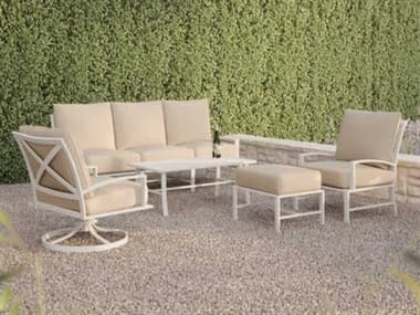Sunset West Bristol Aluminum Frost Lounge Set in Canvas Flax with self welt SWBRSTLQCKLNGSET