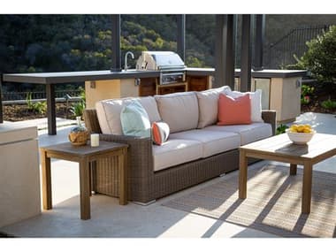 Sunset West Coronado Wicker Driftwood Lounge Set in Canvas Flax with Self Welt SWCRNDOQCKLNGSET2