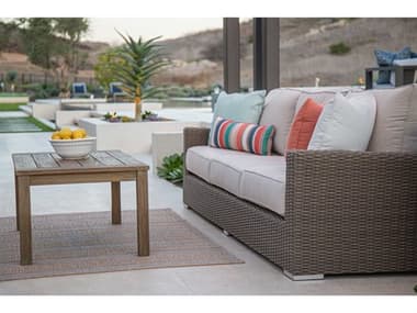 Sunset West Coronado Wicker Driftwood Lounge Set in Canvas Flax with Self Welt SWCRNDOQCKLNGSET5