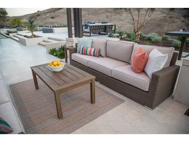 Sunset West Coronado Wicker Driftwood Lounge Set in Canvas Flax with Self Welt SWCRNDOQCKLNGSET6