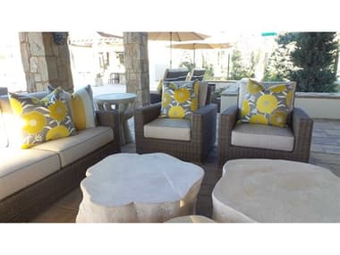Sunset West Coronado Wicker Driftwood Lounge Set in Canvas Flax with Self Welt SWCRNDOQCKLNGSET9