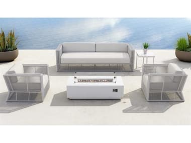 Sunset West Miami Rope Fire Pit Lounge Set in Echo Ash SWMIAMIQCKFRPTLNGSET
